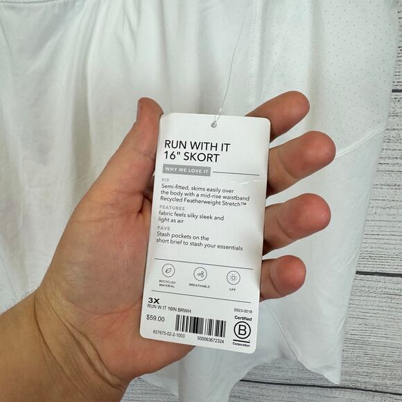 Athleta Plus Size White Run With It Active 16 Inch Skort Size 3X - Picture 2 of 10